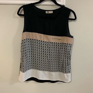 Black brown white tank top blouse zipper